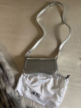 JW PEI Silver Metallic Crossbody Shoulder Bag